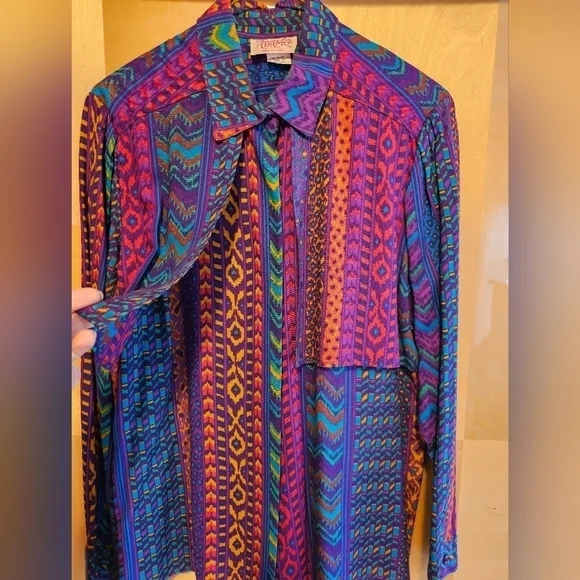 Vintage 90's colorful western Cowgirl Prairie shirt by Adamo Size 8 - Picture 2 of 7